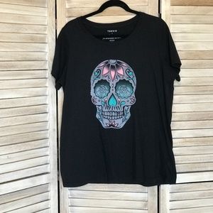 Torrid  Black Cotton T Shirt with Skull Size 1